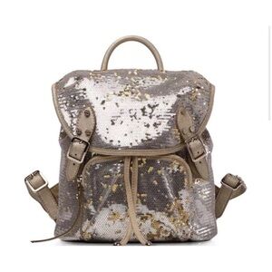 Preloved MZ Wallace Lena SequinBackpack Luxurious Gold & Silver Metallic Finish